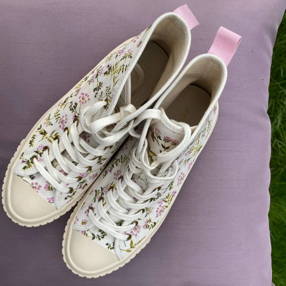 J. Crew Whisp Floral Hi Top Fashion Sneaker Shoe Women's size 7 BF748 - Picture 8 of 10
